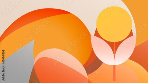Colorful autumn banner product display cylindrical shape podium geometric poster design empty space.