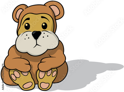 Brown Plush Teddy Bear Sitting on the Ground