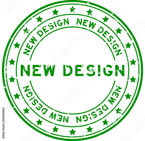 Grunge green new design word round rubber seal stamp on white background