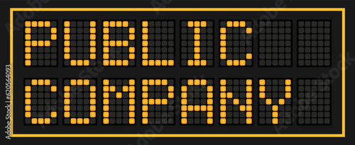 Orange color led banner in word public company on black background