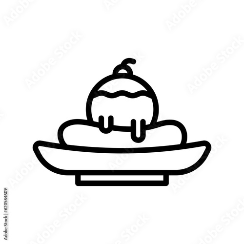 banana split black white icon in line style