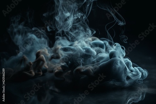 Blue mist on dark background, ideal for graphics or web. Texture. Generative AI