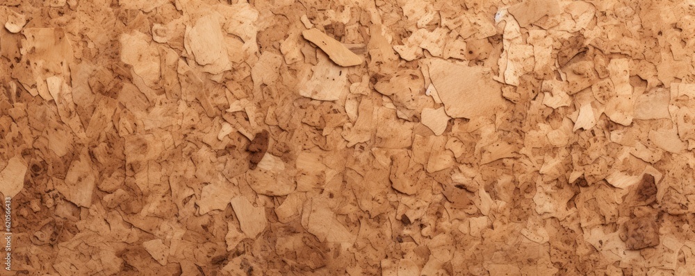 Abstract background of cork surface with natural chaotic texture in light brown, panorama. Generative Ai. Abstract background of cork surface with natural chaotic texture in light brown, panorama. Generative Ai.