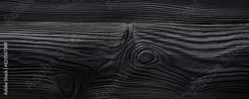 Black oak wooden textured detailed background, panorama. Generative Ai.