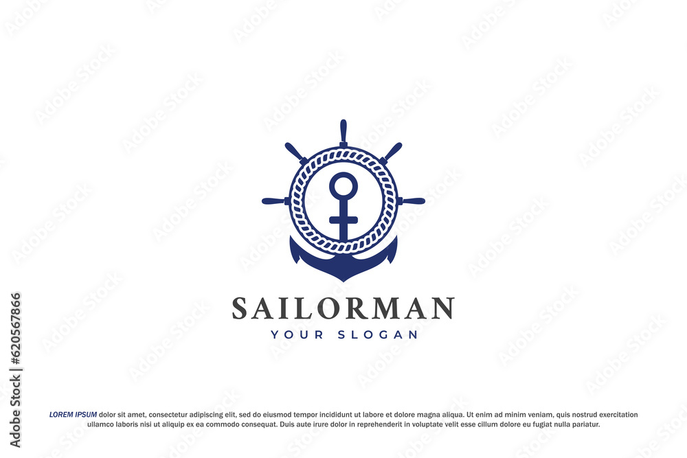 logo anchor sailor ship wheel navy