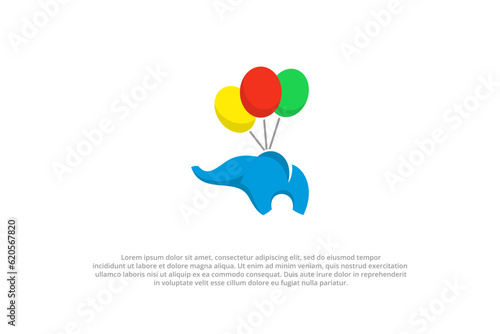 logo elephant baloon happy fun colorful playful animal fly