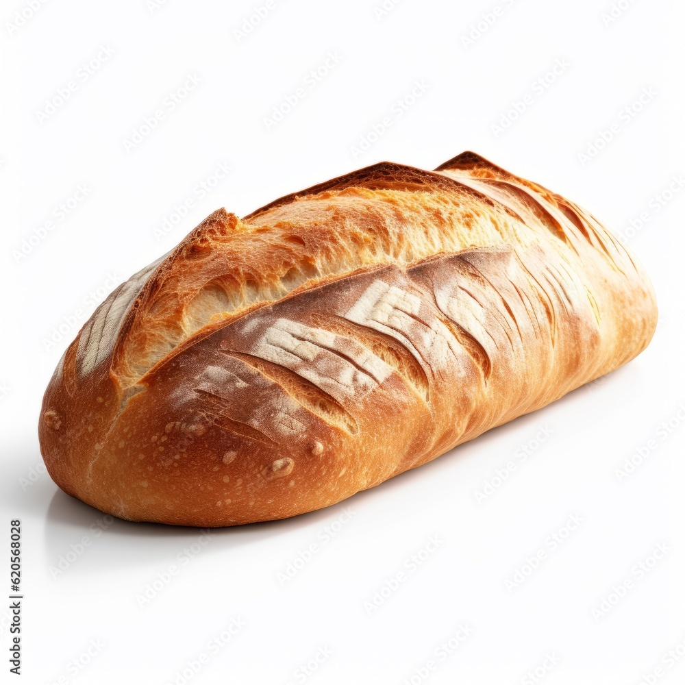 Bakery food photography background square - Loaf of bread isolated on white background (Generative Ai) Bakery food photography background square - Loaf of bread isolated on white background (Generative Ai)