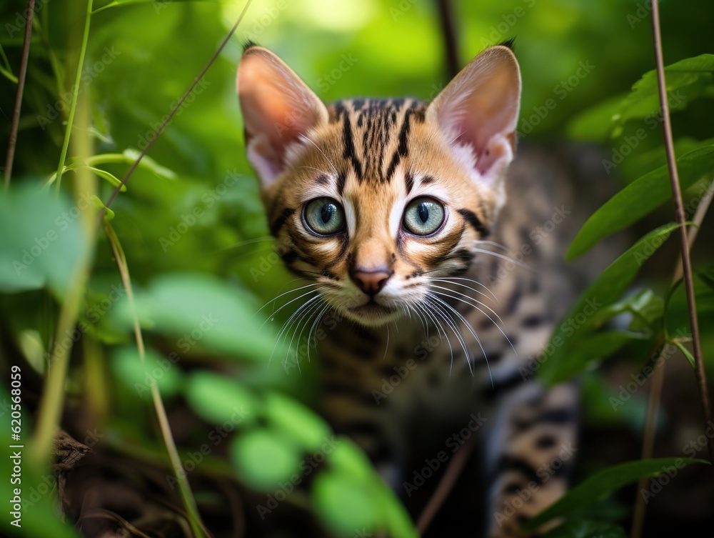 Bengal Kitten exploring the nature(Generative AI)