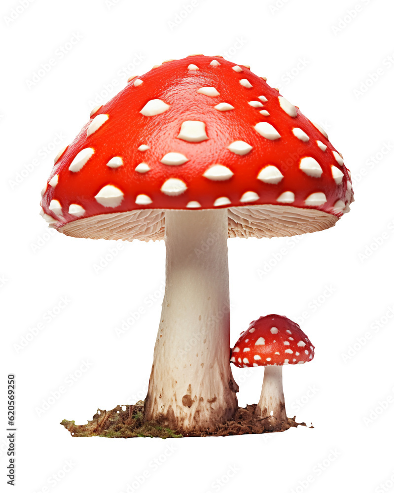 Red mushroom Fly agaric (Amanita muscaria) isolated on transparent or white background, png Red mushroom Fly agaric (Amanita muscaria) isolated on transparent or white background, png