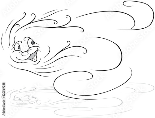 Drawing of the Wind with a Smiling Face