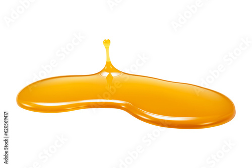 Sweet honey spill drip isolated on transparent or white background, png