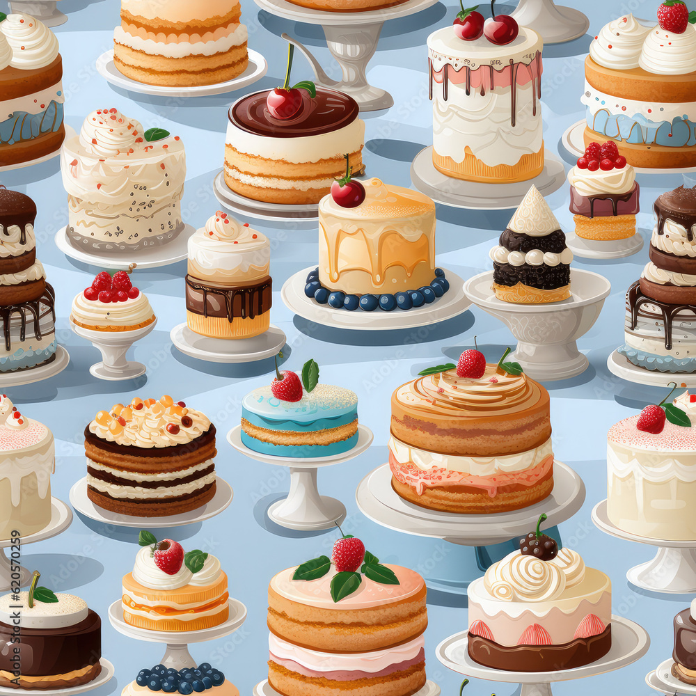 Pastry cartoon cute repeat pattern Pastry cartoon cute repeat pattern