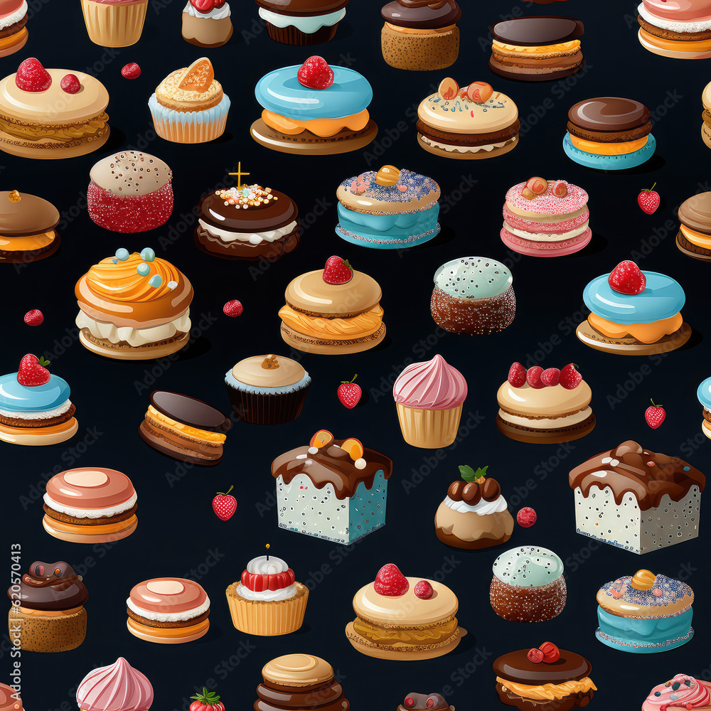 Pastry cartoon cute repeat pattern Pastry cartoon cute repeat pattern