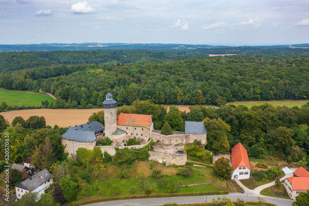 Bird's-eye view of Zwernitz Castle in the village of Wonsees/Germany in Upper Franconia