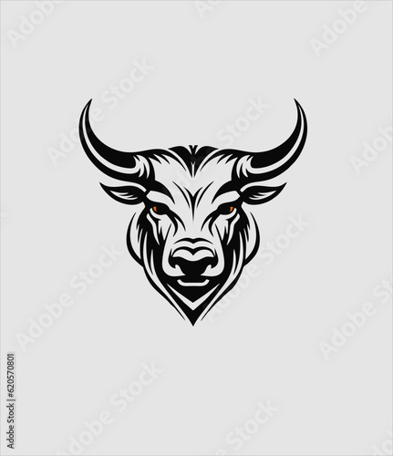 BULL head silhouette symbol, simple bull logo design