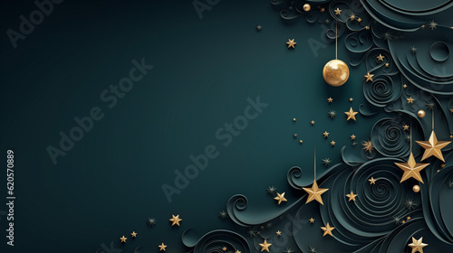 Minimalistic design Merry Christmas and Happy new year. Festive design with decorative elements. Holiday season. Horizontal banner and poster, header for website. photo