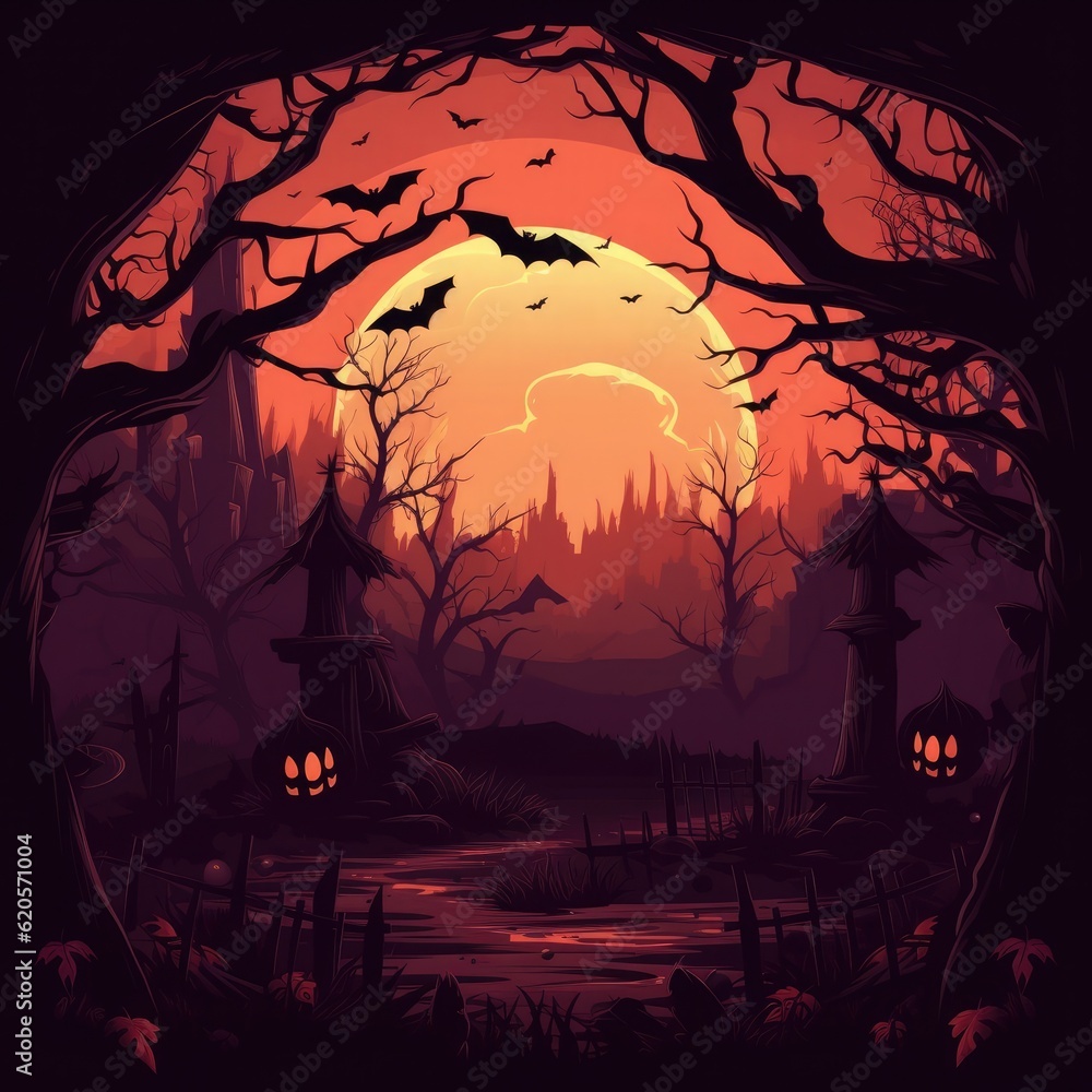 Enchanting Halloween-themed wallpaperdesign for your creative project