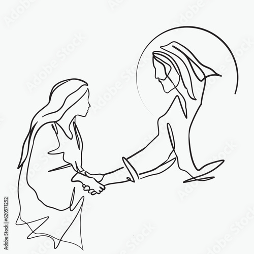 Continuous line drawing of Jesus Christ vector illustration Bible words