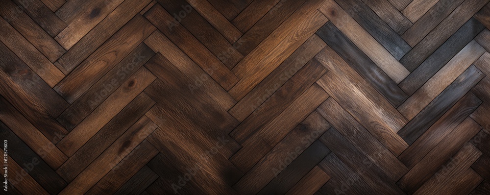 The wooden panel with dark pattern, hardwood floor texture panorama. Generative Ai. The wooden panel with dark pattern, hardwood floor texture panorama. Generative Ai.