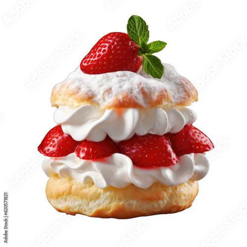 Strawberry shortcake isolated on transparent background