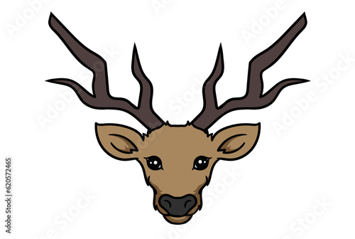 Deer animal head cartoon wildlife face character art