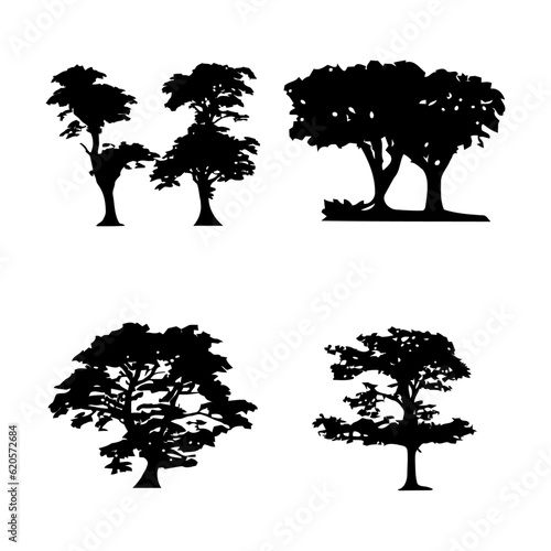 Tree silhouette Bundle, Black tree Forest vector