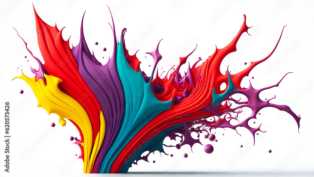 Obraz premium Abstract color splash isolated on white background,AI Generative