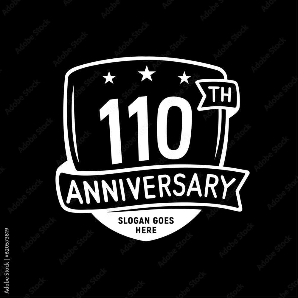 Fototapeta premium 110 years anniversary celebration shield design template. 110th anniversary logo. Vector and illustration.