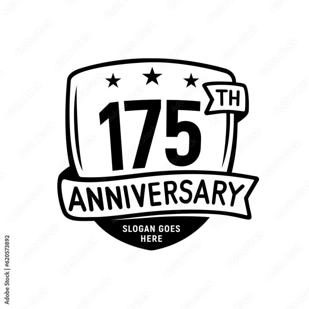175 years anniversary celebration shield design template. 175th anniversary logo. Vector and illustration.
