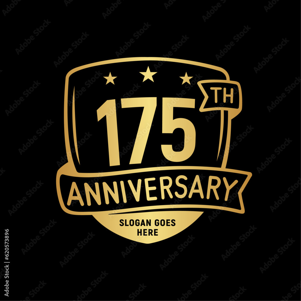 175 years anniversary celebration shield design template. 175th anniversary logo. Vector and illustration. 175 years anniversary celebration shield design template. 175th anniversary logo. Vector and illustration.