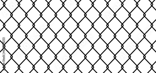 Steel wire chain. Chainlink fence. Safety fence pattern. Seamless chain link fence. Wire mesh steel icon. Grid metal chain-link. Metallic wired fence pattern.
