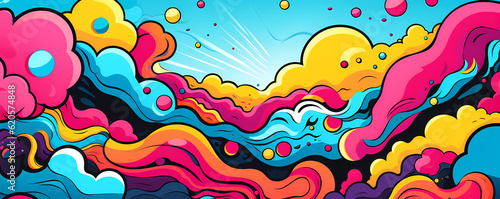 Stampa su tela Comics illustration, retro and 90s style, pop art pattern, abstract crazy and ps
