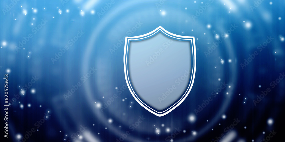 Fototapeta premium Protect and Security concept. Digital Shield on abstract technology background, Cyber security and information or network protection. Future technology web services for business and internet project