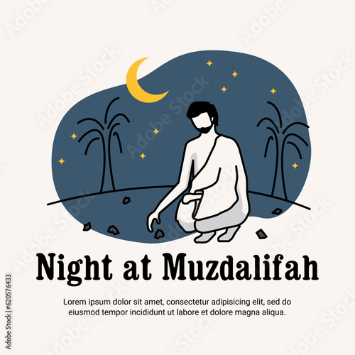 Icon illustration Stages of performing Hajj in Mecca for pilgrims