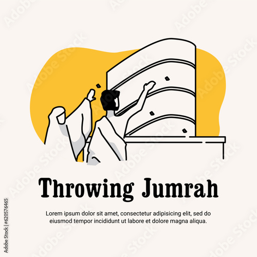 Icon illustration Stages of performing Hajj in Mecca for pilgrims