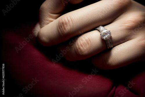 A Woman'S Hand With A Diamond Ring On It