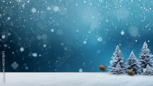 Christmas tree and snow background with copyspace. Christmas background concept. © BoszyArtis