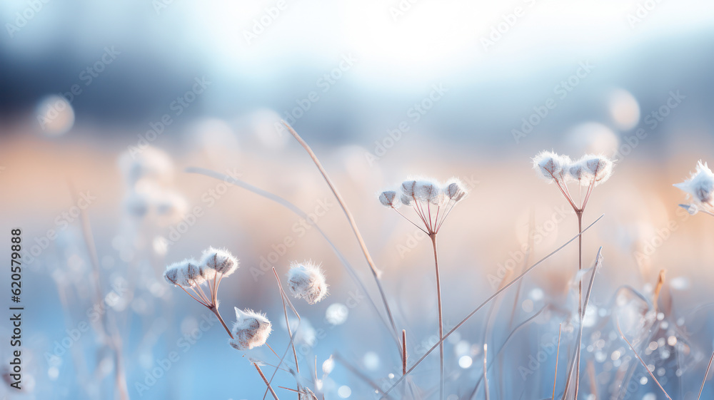 Christmas Winter Scene with Dreamy Bokeh and Snow