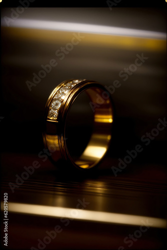 A Close Up Of A Wedding Ring On A Table