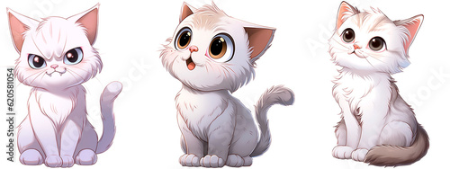 Cute Kitten Illustrations for Playful Paws Trendy Adorable Designs, cartoon cute animal isolated on a transparent background, generative ai