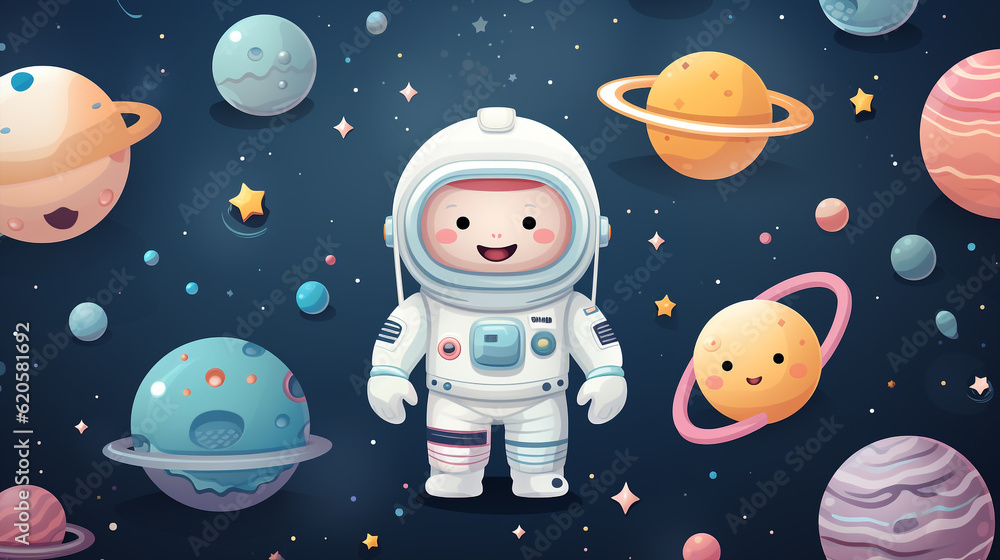 Generative ai cute astronaut space pattern. Generative ai cute astronaut space pattern.