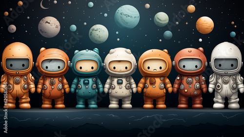 Generative ai cute astronaut space pattern.