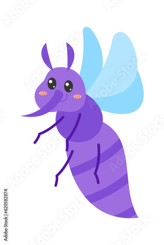 Cute cartoon insects with friendly faces illustration. Cute bugs and insects cartoon characters. Vector flying and crawling animals set
