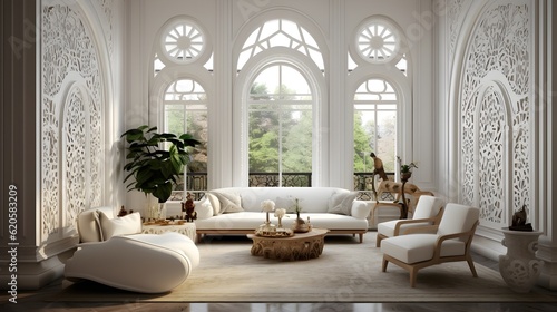 AI-Generated Modern Living Room Design: Grey Corner Sofa, Minimalist Décor, Large Window Overlooking Forest in Country House – Contemporary Interior Style © Enes