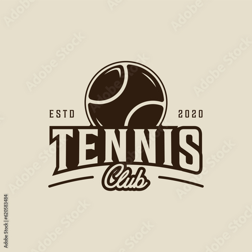 ball of tennis logo vintage vector illustration template icon graphic design. sport sign or symbol for club or tournament concept