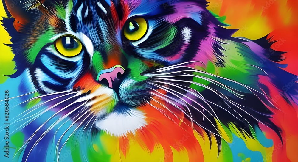 Beautiful cute cat. Modern minimal cat pattern. Cool and creative cat. Cat design idea. Generative AI. Cool cat #09