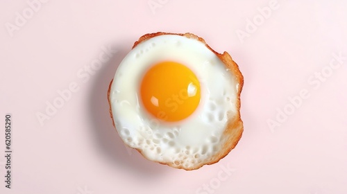 fried egg on a pastel pink background