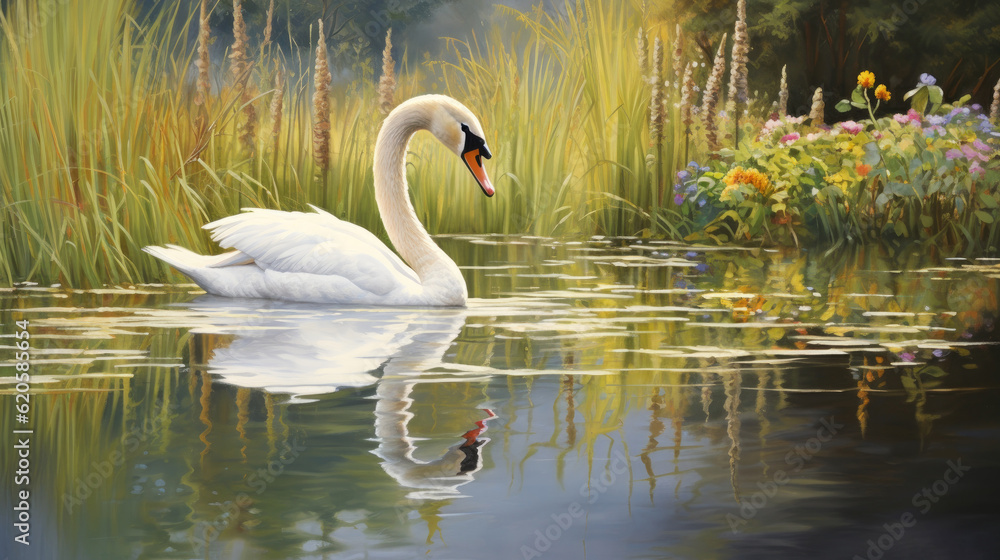 Swans reflection on the lake Swans reflection on the lake
