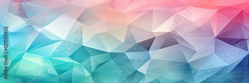 Geometric Lines Abstract Crystalline Pink Sky Blue Pale Green Panoramic Background. Generative AI