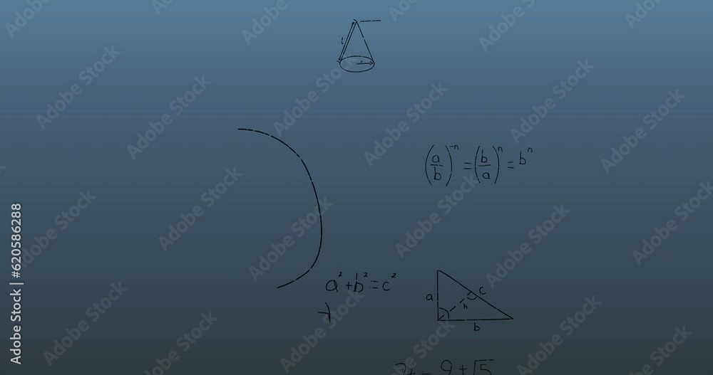 Animation of mathematical data processing over blue background Animation of mathematical data processing over blue background